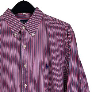 Polo Ralph Lauren Striped Button Down Shirt Mens XL 17.5 Lightweight Cotton Red